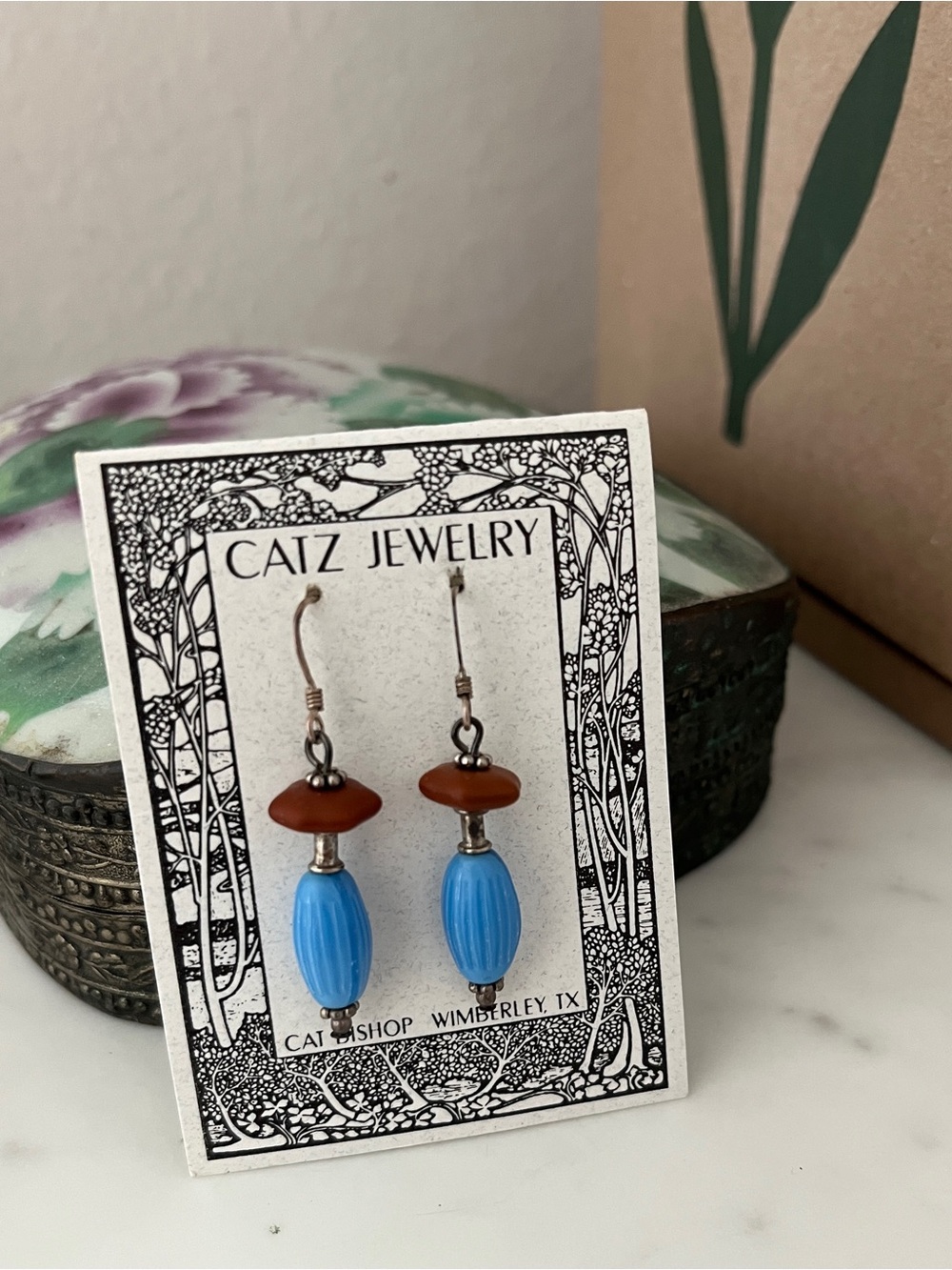 Vintage German Glass - Czech Glass & Bali Silver Earrings Catz Jewelry